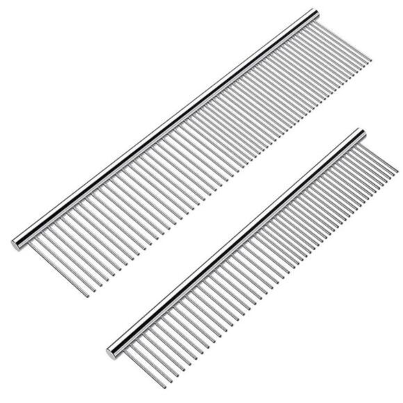 2 Pack Dog Combs with Rounded Ends Stainless Steel Teeth - Picture 7 of 7